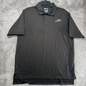 Adidas Polo Shirt Mens Medium Black Climalite Short Sleeve Embroidered HorseLogo